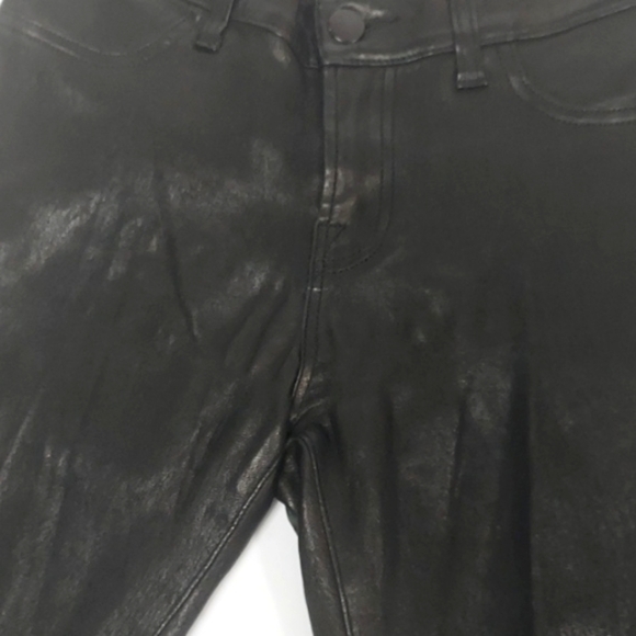 J Brand Lamb Leather Leggings Stretch Zipper Ankle Mid Rise L8001 Black Size 26 - Picture 10 of 16
